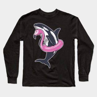 Beach Summer Pool Party Men Women Kids Funny Orca Flamingo Long Sleeve T-Shirt